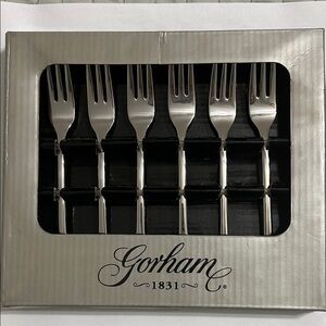 Gorham 18/8 Stainless Steel Seafood Fork Set - 6 Pieces. NIB